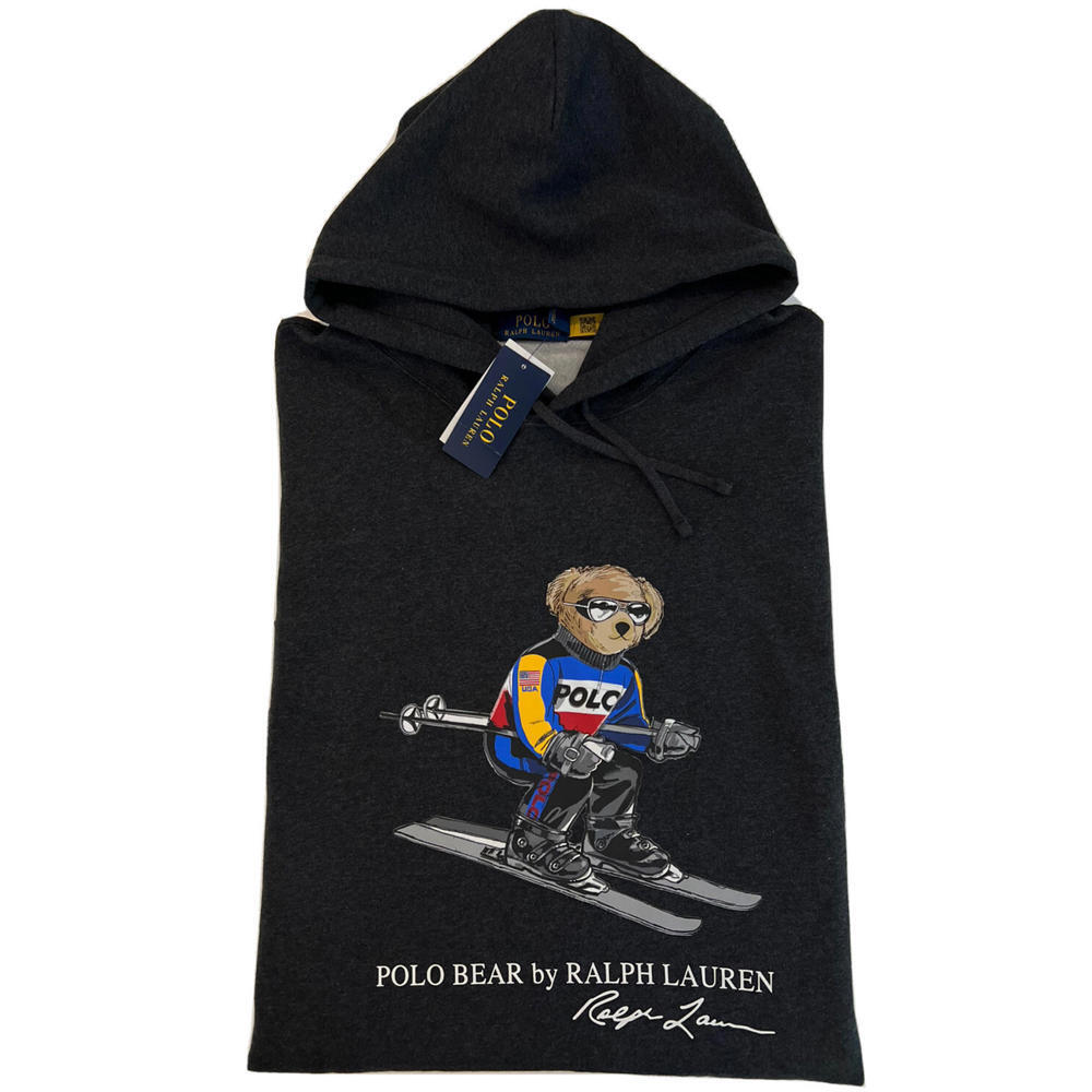 Polo Ralph Lauren Size 3xlt Big & Tall "Ski Bear" Fleece Hoodie Heather Gray